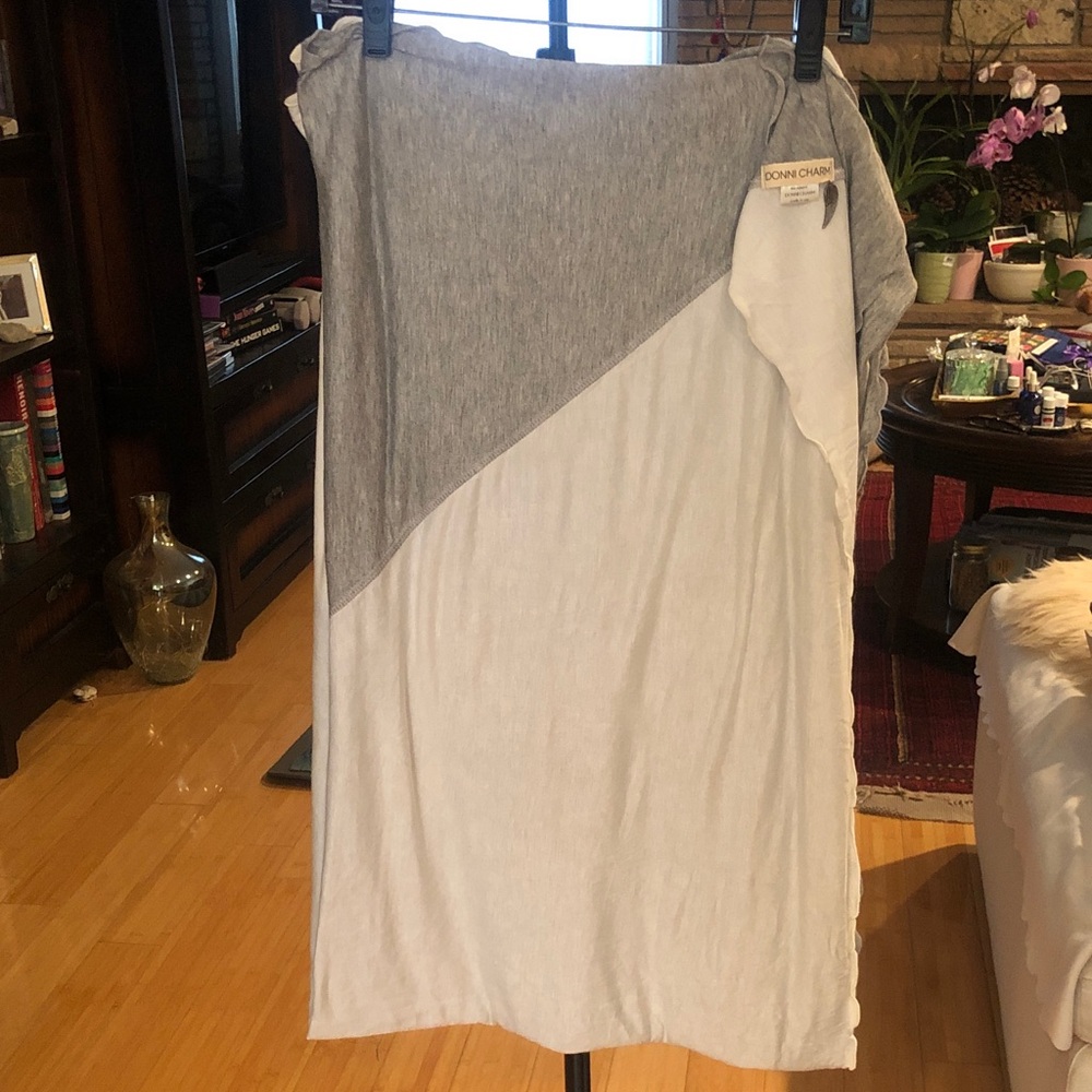 Donni Charm Gray and Cream Color Block Jersey Knit Wrap